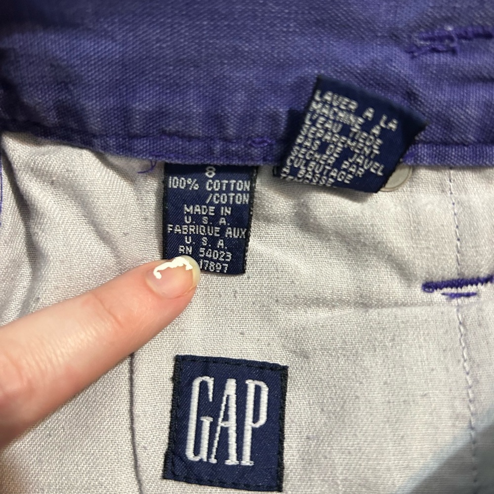 GAP High Rise Purple Jean Shorts Pleated Front Cuffed Retro 90s Vintage - Picture 6 of 6